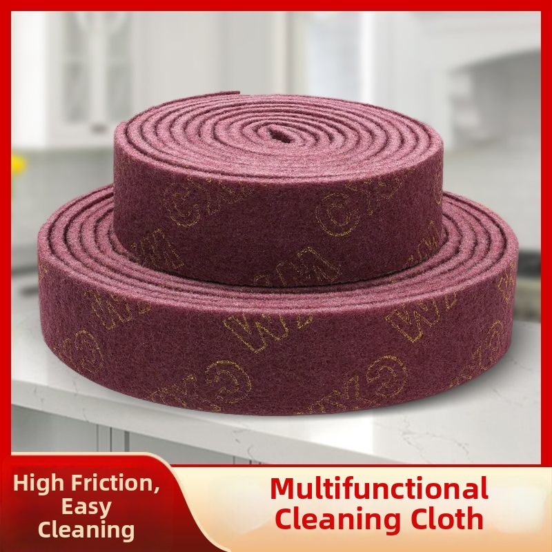 Burete abraziv pentru vase și boluri, bază din nylon, acoperire abrazivă cu emery, fibre de corind brun