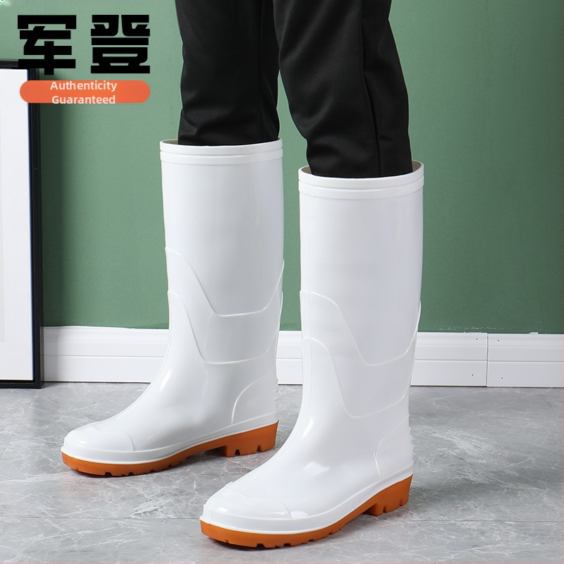 Muške visoke čizme za kišu, gornji dio i potplata od plastike, visok štок, okrugli vrh, protuklizne i tople