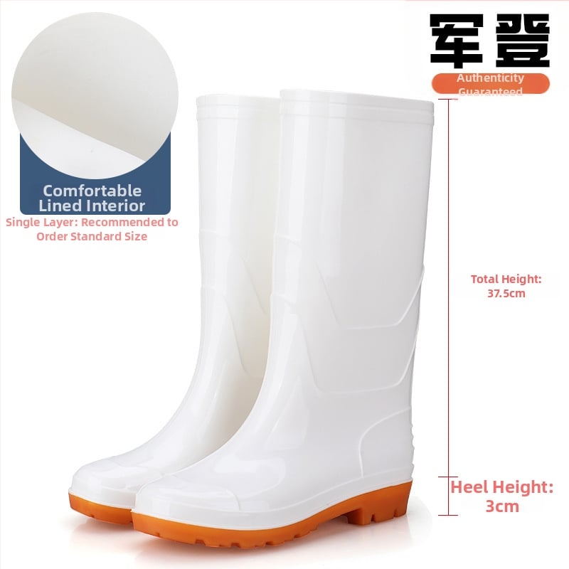 Muške visoke čizme za kišu, gornji dio i potplata od plastike, visok štок, okrugli vrh, protuklizne i tople