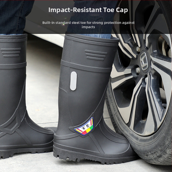 Muške kišne čizme visokog kroja od PVC-a, plastična potplata, slip-on