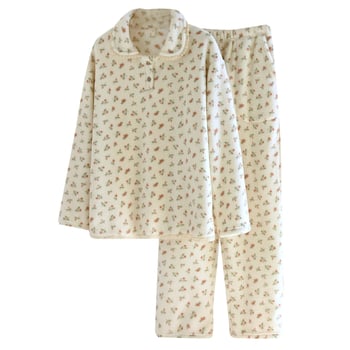 Set pidžama Yangmei velur, ovratnik s reverom, tiskani casual stil, udoban, dugi rukavi i hlače, fleece podstava, 251–300 g/m², za žene