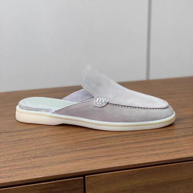 Férfi slip-on papucs juhbőr felsővel és szarvasmarha-ín talppal, sík dizájn, 2025 tavasz