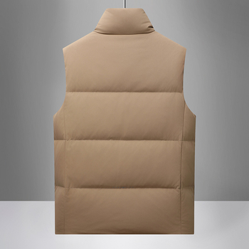 Vesta de iarnă cu puf pentru bărbați, guler înalt, 85% puf, umplere 50, țesătură din amestec de bumbac, căptușeală poliester, pentru patru sezoane