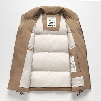 Vesta de iarnă cu puf pentru bărbați, guler înalt, 85% puf, umplere 50, țesătură din amestec de bumbac, căptușeală poliester, pentru patru sezoane