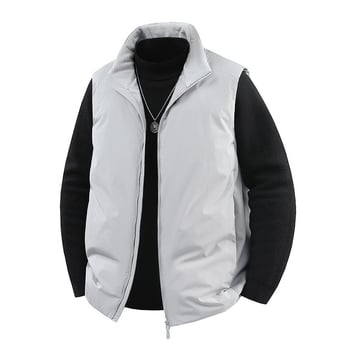 Γιλέκο με γέμισμα από πούπουλα, ριγέ corduroy ύφασμα, στενή εφαρμογή, ψηλός γιακάς, διπλής σειράς κουμπιών