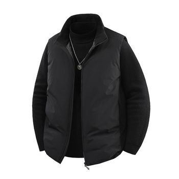 Γιλέκο με γέμισμα από πούπουλα, ριγέ corduroy ύφασμα, στενή εφαρμογή, ψηλός γιακάς, διπλής σειράς κουμπιών