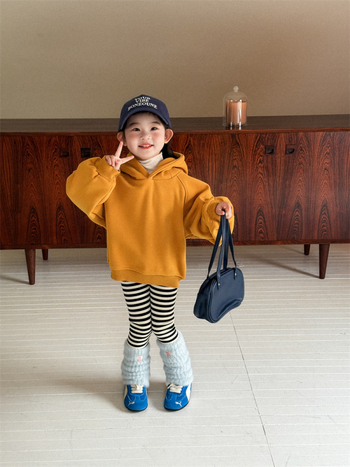 Dječji zimski dukserica u korejskom stilu za djevojčice, debeli pamuk s vunenom podstavom, pulover s dugim rukavima, bez kapulje, uzrast 3–8 godina