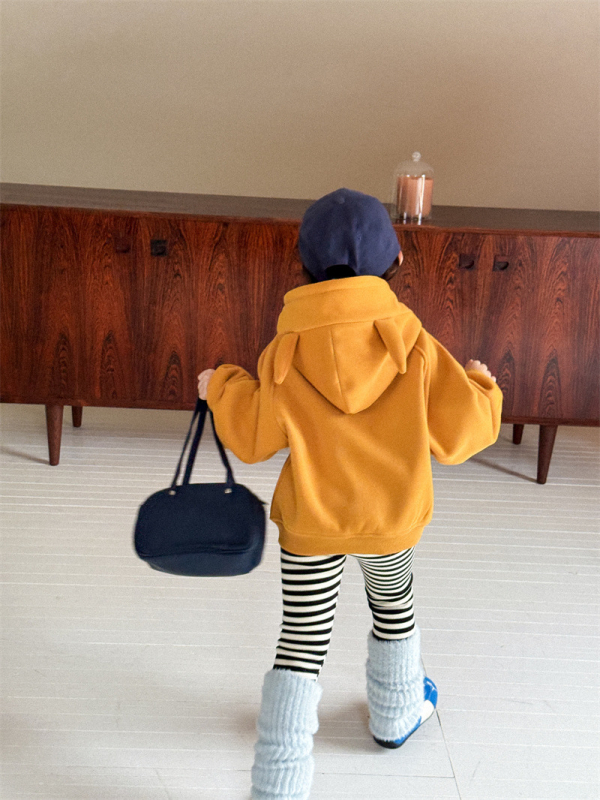 Dječji zimski dukserica u korejskom stilu za djevojčice, debeli pamuk s vunenom podstavom, pulover s dugim rukavima, bez kapulje, uzrast 3–8 godina