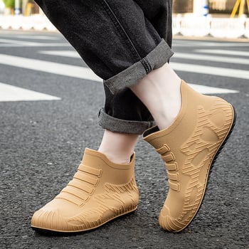 Muške kratke kišne cipele – vodootporne, PVC gornji dio, mrežasta podstava, slip-on