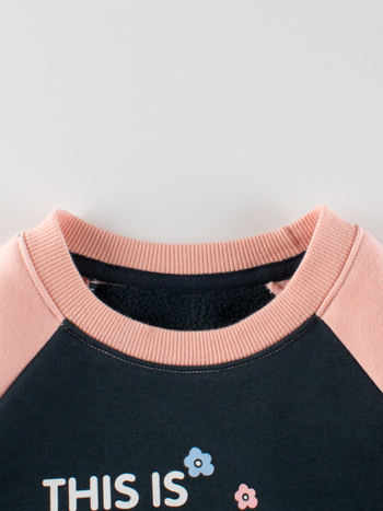 Pulover pentru copii cu căptușeală din fleece, stil coreean, model desen animat, material din bumbac cu căptușeală poliester