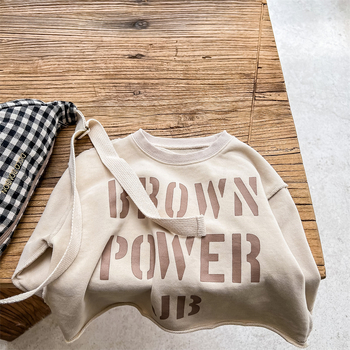 Dječja dukserica s tiskom slova, udoban kroj, terry pletenina, okrugli izrez, dugi rukavi, 90% pamuka