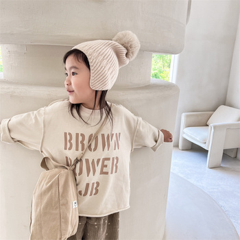 Dječja dukserica s tiskom slova, udoban kroj, terry pletenina, okrugli izrez, dugi rukavi, 90% pamuka