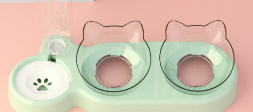 Vas pentru pisici cu două boluri, alimentator automat și adăpător