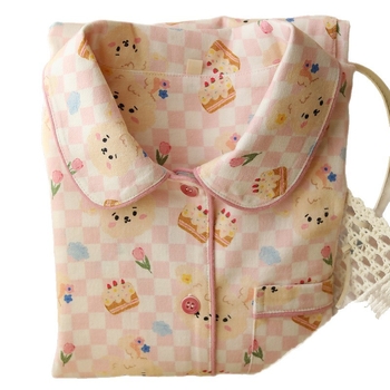 Ženski set pidžama s dugim rukavima i dugim hlačama, dizajn crtani zeko, tkivo pamuk, 95–100% pamuk