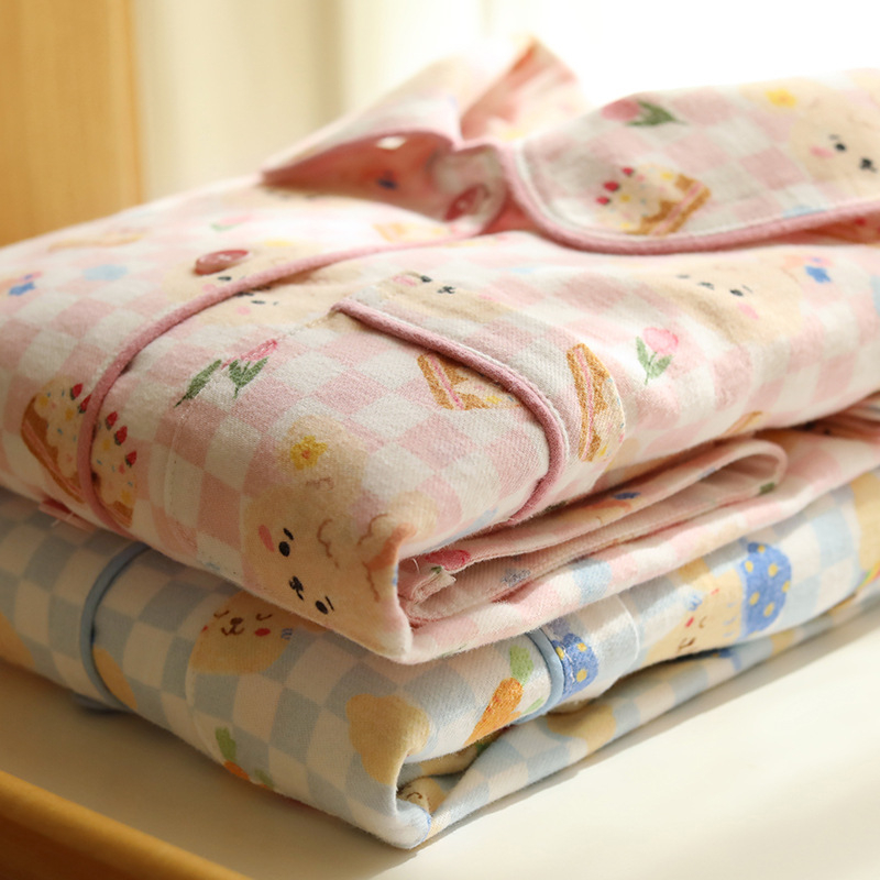 Ženski set pidžama s dugim rukavima i dugim hlačama, dizajn crtani zeko, tkivo pamuk, 95–100% pamuk