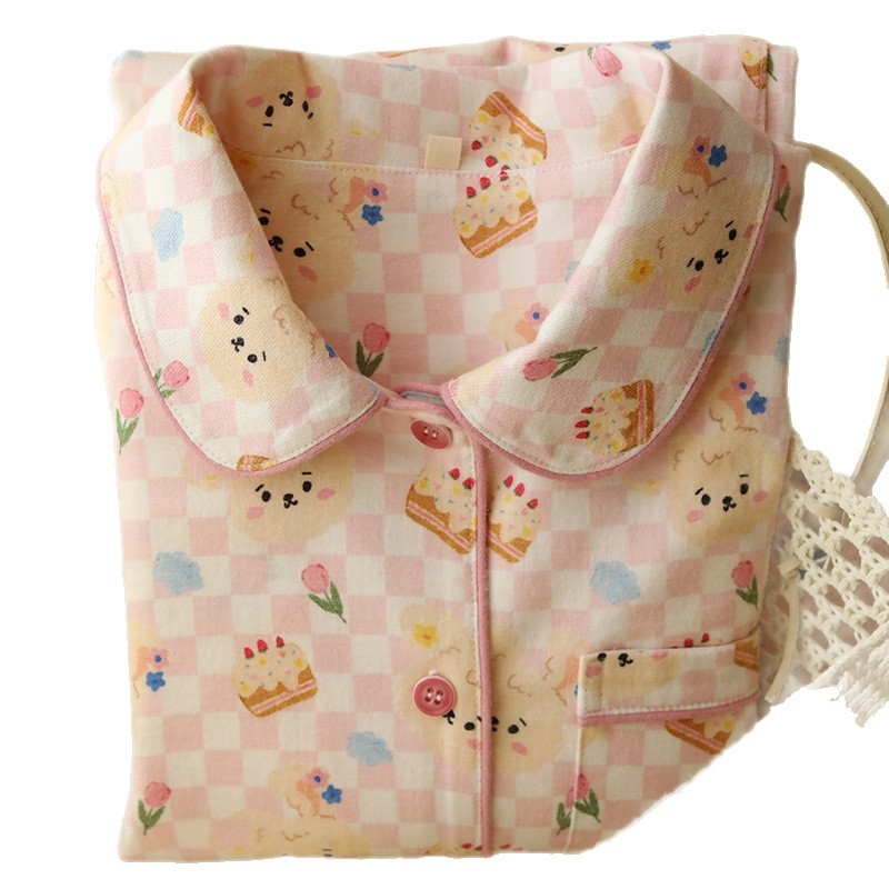 Ženski set pidžama s dugim rukavima i dugim hlačama, dizajn crtani zeko, tkivo pamuk, 95–100% pamuk