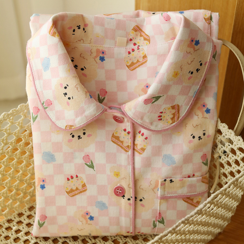 Ženski set pidžama s dugim rukavima i dugim hlačama, dizajn crtani zeko, tkivo pamuk, 95–100% pamuk