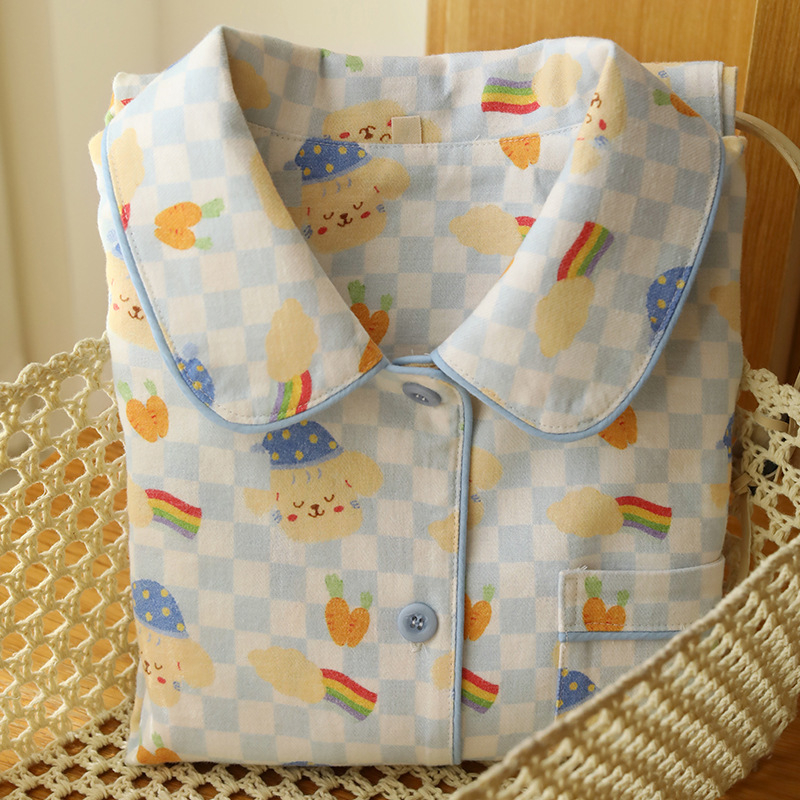 Ženski set pidžama s dugim rukavima i dugim hlačama, dizajn crtani zeko, tkivo pamuk, 95–100% pamuk