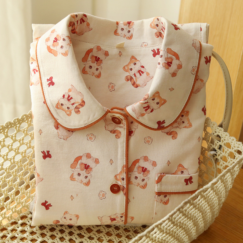 Ženski set pidžama s dugim rukavima i dugim hlačama, dizajn crtani zeko, tkivo pamuk, 95–100% pamuk