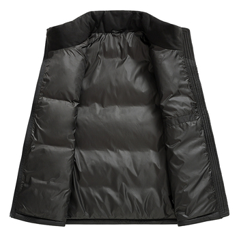 Lagana muška jakna s perjem, stojeći ovratnik, zatvarač, 100% punjenje perjem, dužina 50–65 cm