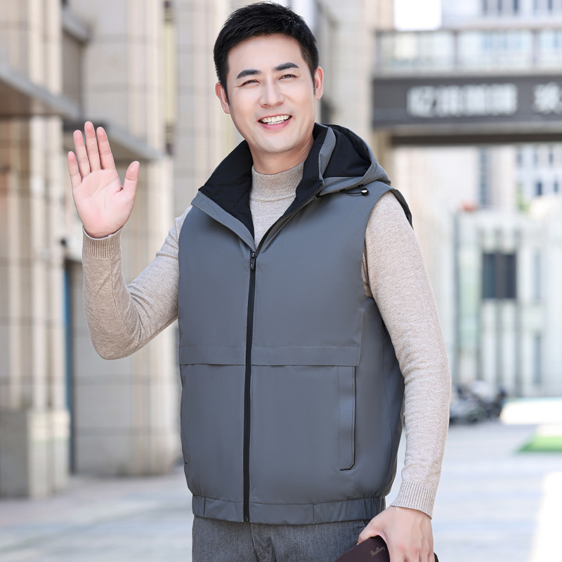 Muška down vesta, minimalistički stil, punjenje od gusjih pera, 650 volumen, punjenje 90%, zatvarač