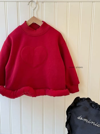 Hanorac pentru fete în stil coreean, fără glugă - Model inimă, 60% bumbac, gros, mâneci lungi