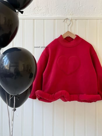 Hanorac pentru fete în stil coreean, fără glugă - Model inimă, 60% bumbac, gros, mâneci lungi