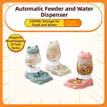 Αυτόματο δοχείο φαγητού και ποτίστρα για κατοικίδια (PP+PET), αντι-ανατροπή, μεγάλη χωρητικότητα, για γάτες και σκύλους