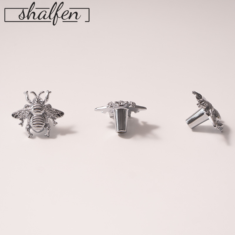 Ručka za ormar u obliku pčele, od mesinga, kromirana, stil Light Luxury