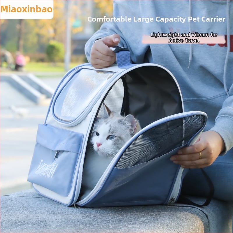 Котешка раница за домашни любимци от оксфордска материя, марка Meow Heart Treasure, голям капацитет, дизайн космическа капсула (оксфордска материя; Meow Heart Treasure; голям капацитет; дизайн космическа капсула)