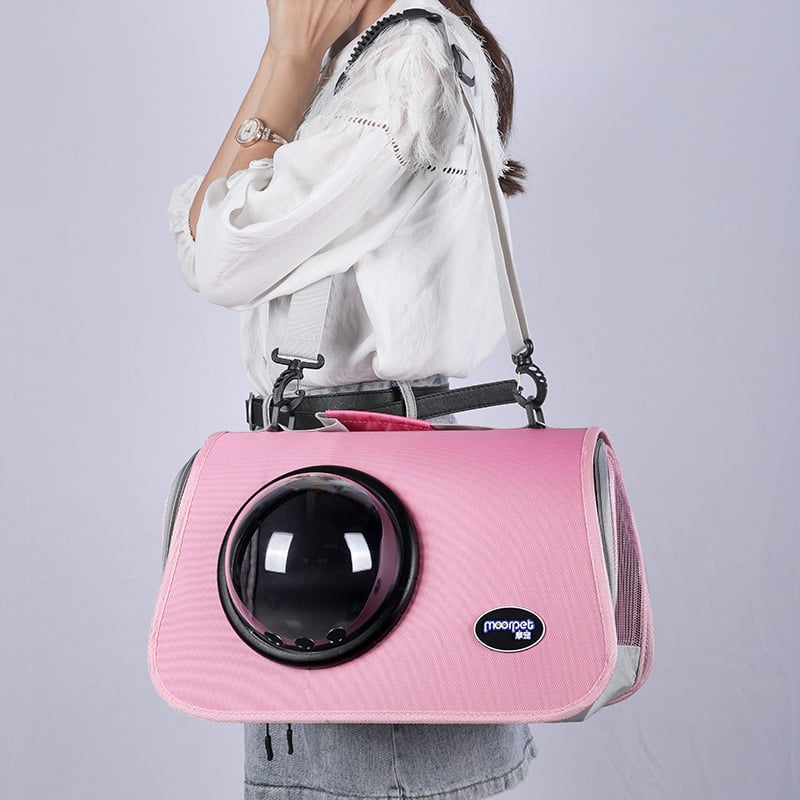 Кожена котешка раница в стил космическа капсула, твърда конструкция, чанта/кутия за домашни любимци