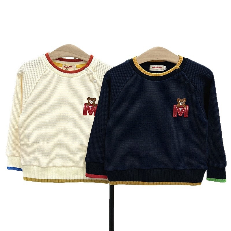 Dječja unisex duksa s japanskim stilom, dugi rukav, uzorak životinja i slova, 95% pamuk, pogodna za proljeće i jesen