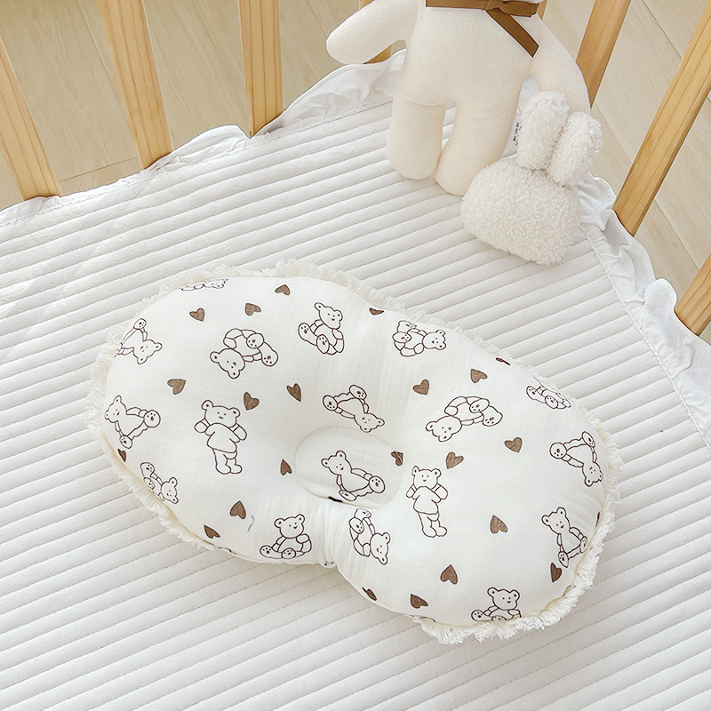 Oblikovana jastučnica za novorođenčad – crtani dizajn, materijal gaze, prevencija plosnog glave, 0–12 mjeseci, sigurnost klase A