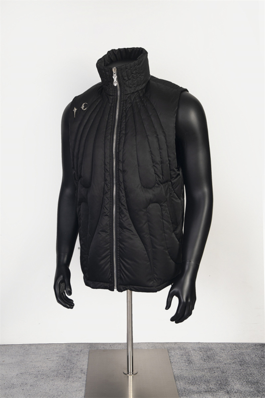 Down vest s metalnom kopčom – High Street vintage stil, slobodan kroj, 400 g gusinog Down, najlon vanjska tkanina, jesen/zima