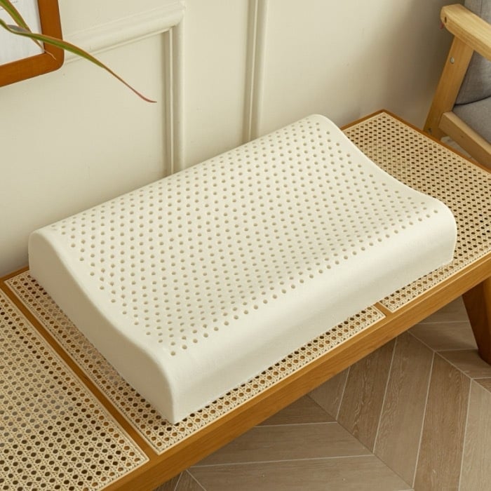 Латексова цервикална възглавница с масажни частици, вълнообразна плетена възглавница за всички възрасти, целогодишен комфорт