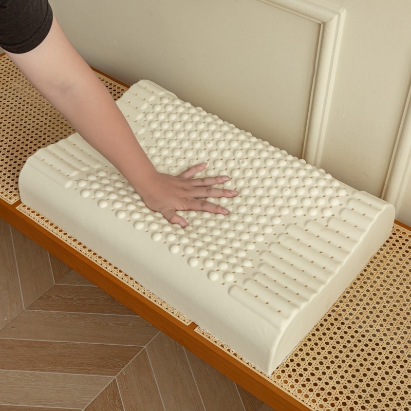 Латексова цервикална възглавница с масажни частици, вълнообразна плетена възглавница за всички възрасти, целогодишен комфорт