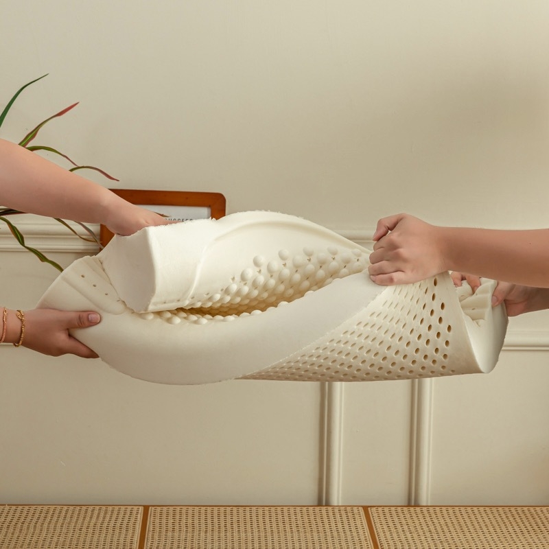 Латексова цервикална възглавница с масажни частици, вълнообразна плетена възглавница за всички възрасти, целогодишен комфорт