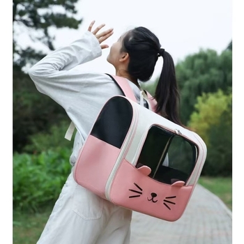 Раница за пренасяне на котки, Oxford материал, карикатурен принт, твърда конструкция, капацитет 7,5 кг