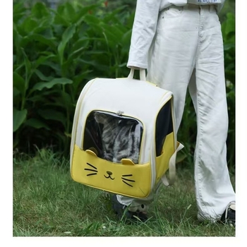 Раница за пренасяне на котки, Oxford материал, карикатурен принт, твърда конструкция, капацитет 7,5 кг