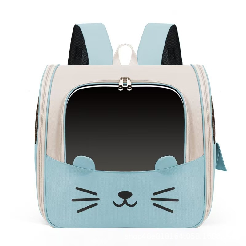 Раница за пренасяне на котки, Oxford материал, карикатурен принт, твърда конструкция, капацитет 7,5 кг