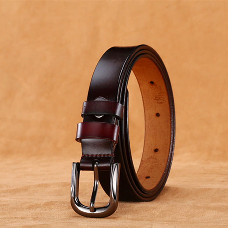 Дамски колан от естествена кожа, корейски стил, тънка катарама с игла, кожа от втори слой