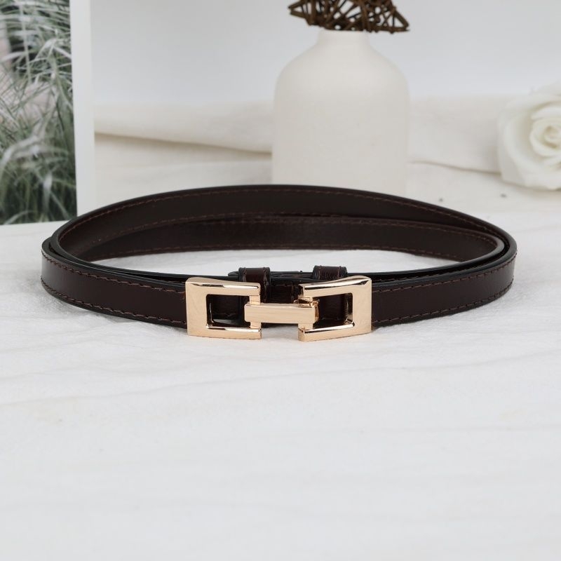 Дамски колан от кожа с катарама от сплав, закопчаване с връзки, тънък талиев колан (<2 см), сладък стил