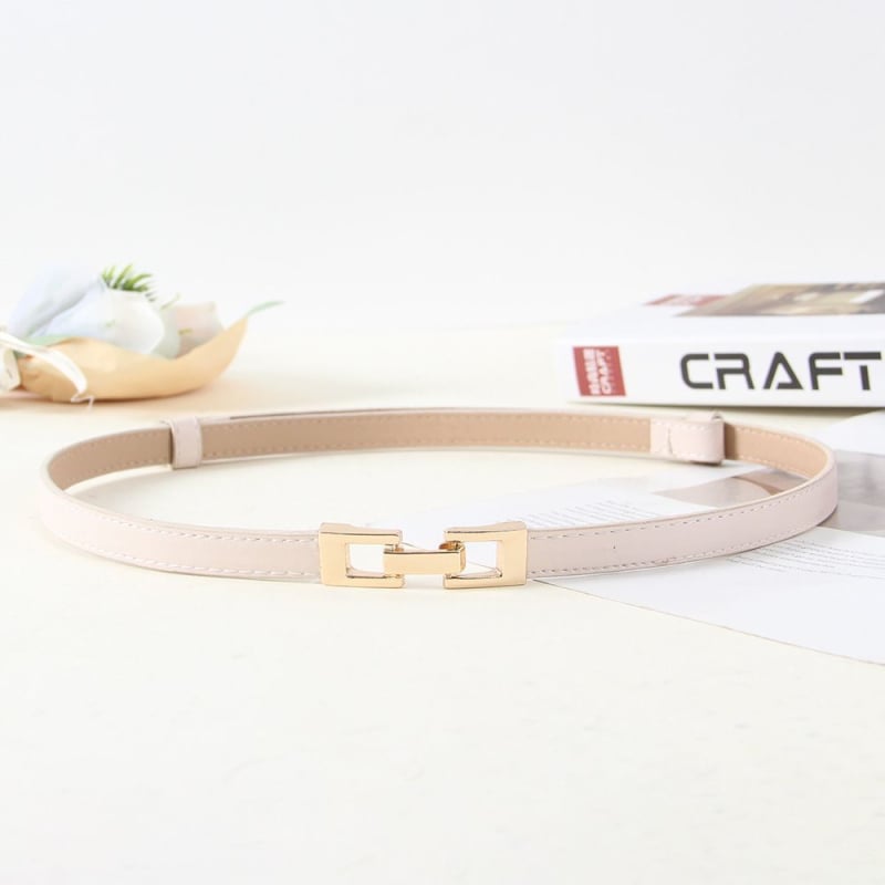 Дамски колан от кожа с катарама от сплав, закопчаване с връзки, тънък талиев колан (<2 см), сладък стил