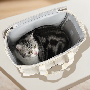 Чанта за пренасяне на домашни любимци с дишащ Oxford плат, сгъваема през рамо/кръст чанта за котки и малки кучета, капацитет 5–7 кг