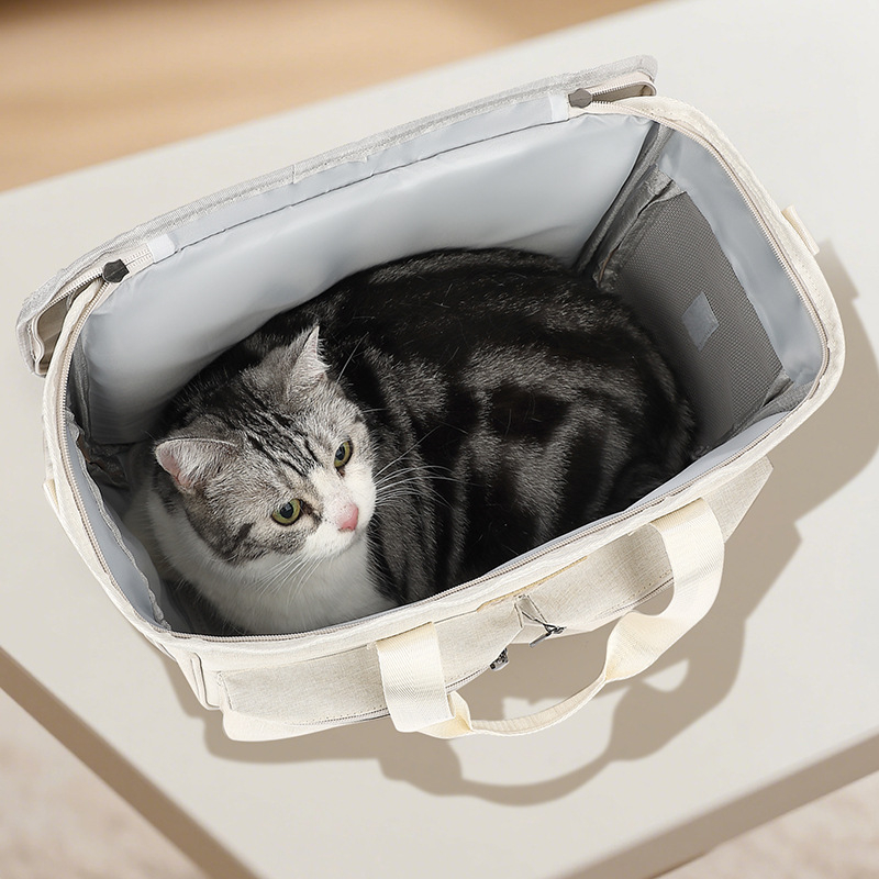 Чанта за пренасяне на домашни любимци с дишащ Oxford плат, сгъваема през рамо/кръст чанта за котки и малки кучета, капацитет 5–7 кг