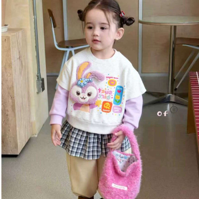 Dječja pamučna dukserica s dugačkim rukavom i 3D motivom lutke, okrugli izrez, ležeran stil, gusta tkanina za uzrast 1–3 godine