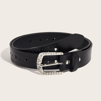 Дамски PU колан за талия с инкрустирани диаманти, катарама от сплав, закопчаване с пин, ширина 2-4 cm, стил Y2K сладък