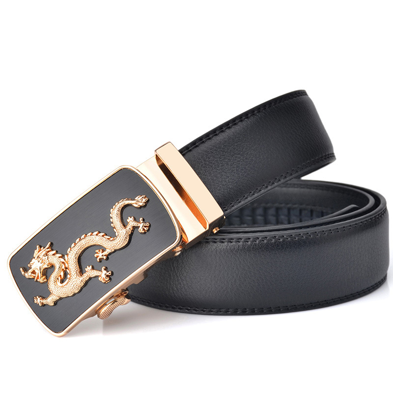 Мъжки колан от естествена кожа с автоматична закопчалка, двуслойна телешка кожа, ширина 2–4 см