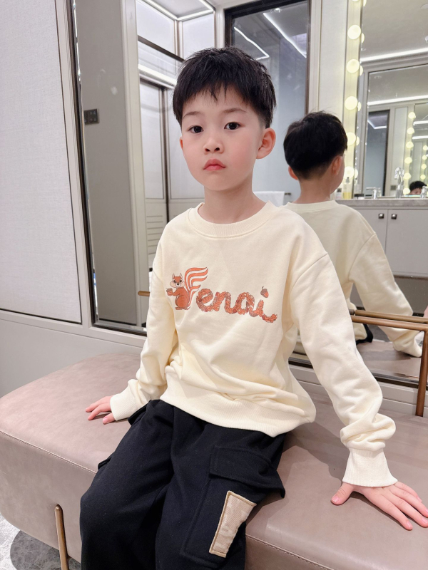 Dječja duksa s digitalnom tisku Acorn Squirrel, mrežni uzorak, dugi rukav, okrugli izrez, za djecu 3–8 godina, Jesen 2025