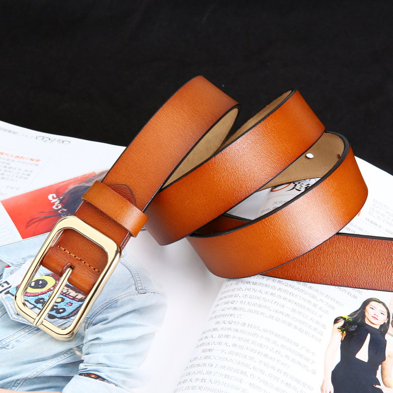 Унисекс кожен колан с пиново закопчаване, минималистичен и елегантен стил, естествена кожа, катарама от сплав, произход: Уенчжоу, лято 2023